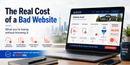 Website audit thumbnail showing a laptop with slow speed, missing trust signals, contact friction, weak conversions, and lost monthly revenue warnings.